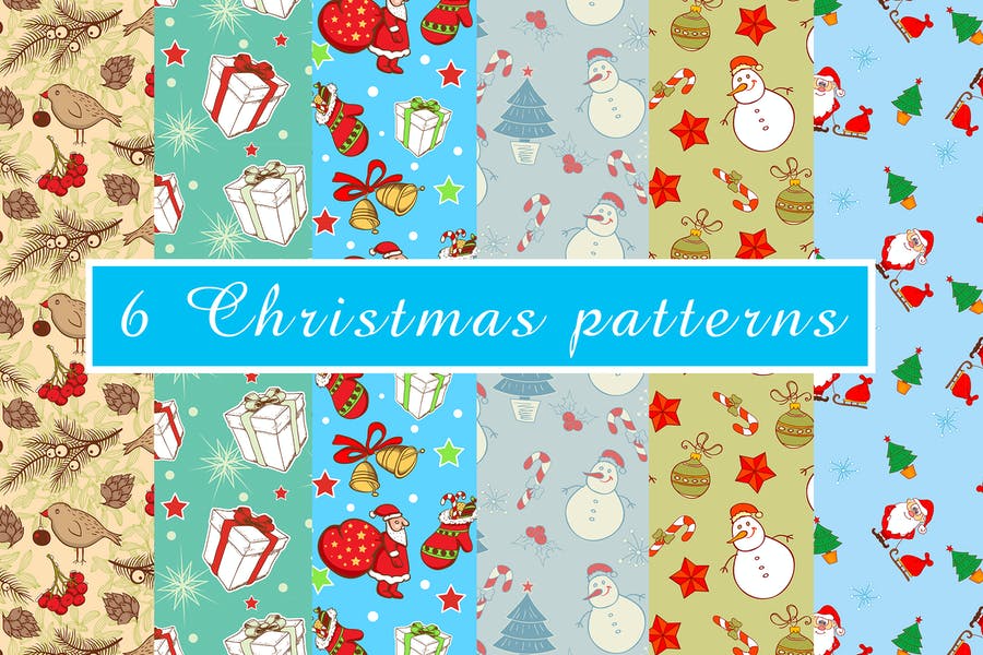 6 Santa and Gift Pattern Designs