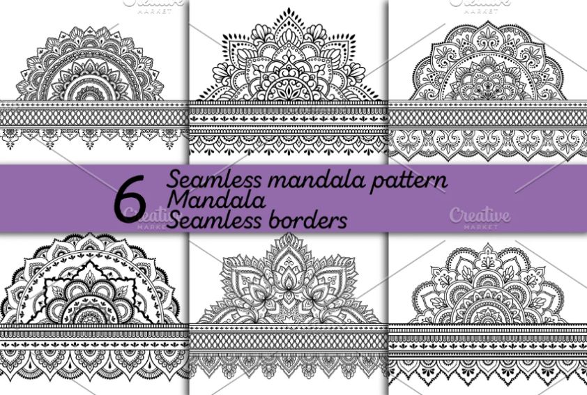 6 Seamless Mandala Patterns and Borders