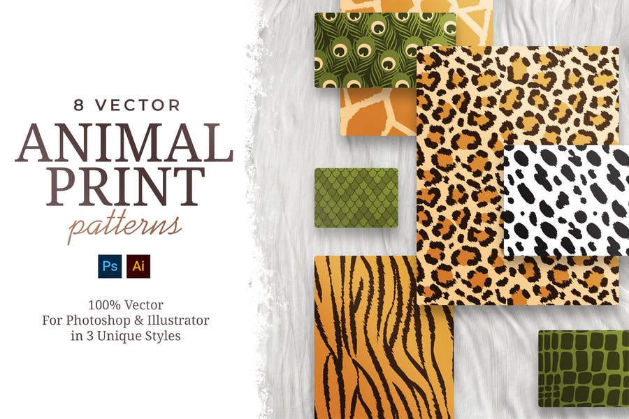 8 Animal Print Vectors Set