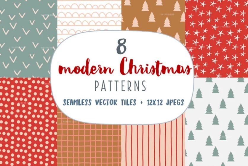 8 Modern Christmas Pattermns Set