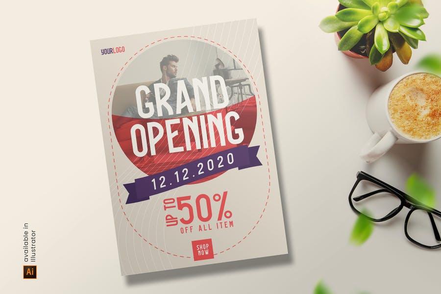 A4 Grand Opening Poster Template