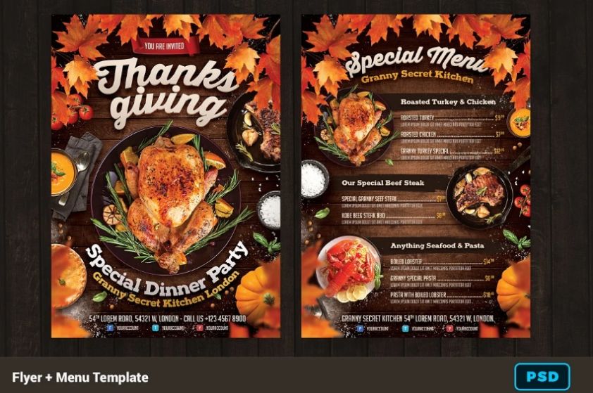 A4 Thanksgiving Flyer Template Design