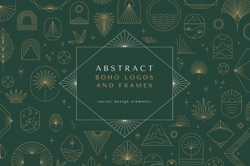 Abstract Boho Logos and Frames