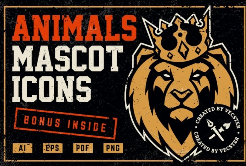 Animals Mascot Icons Set