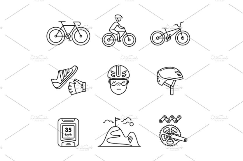 Bike Accesories Icon Set