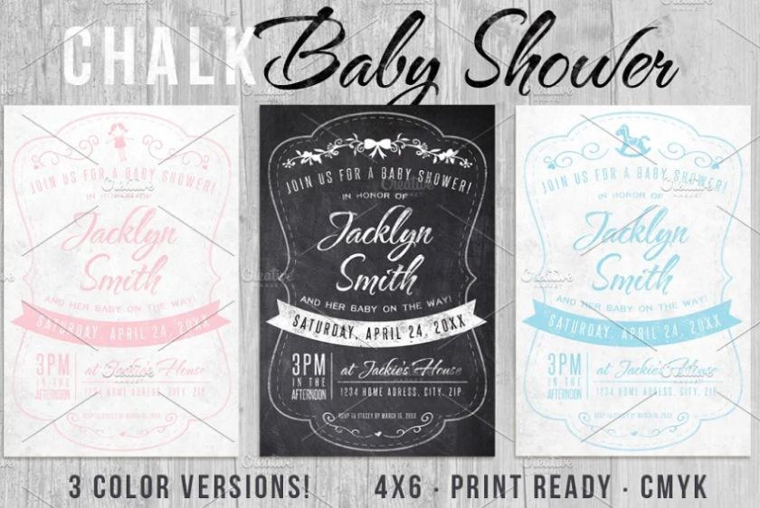 Chalk Style Baby Announcement Cards