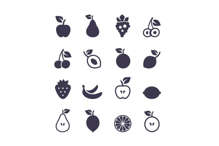 Citrus Fruit Icons Set