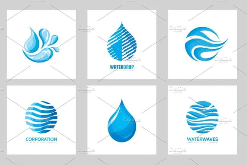 Clean Water Drop and Waves Logo