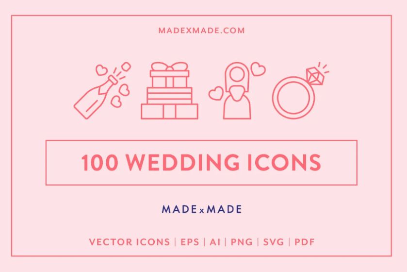 Creative Wedding Line Icons