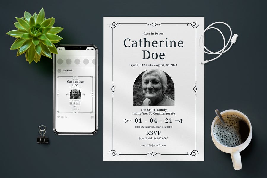 Editable Funeral Program Invite Set