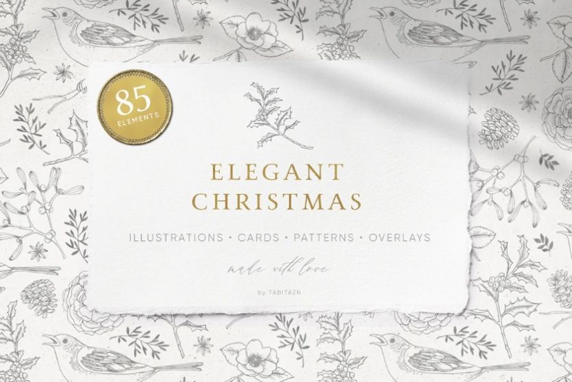 Elegant Christmas Illustrations Set 