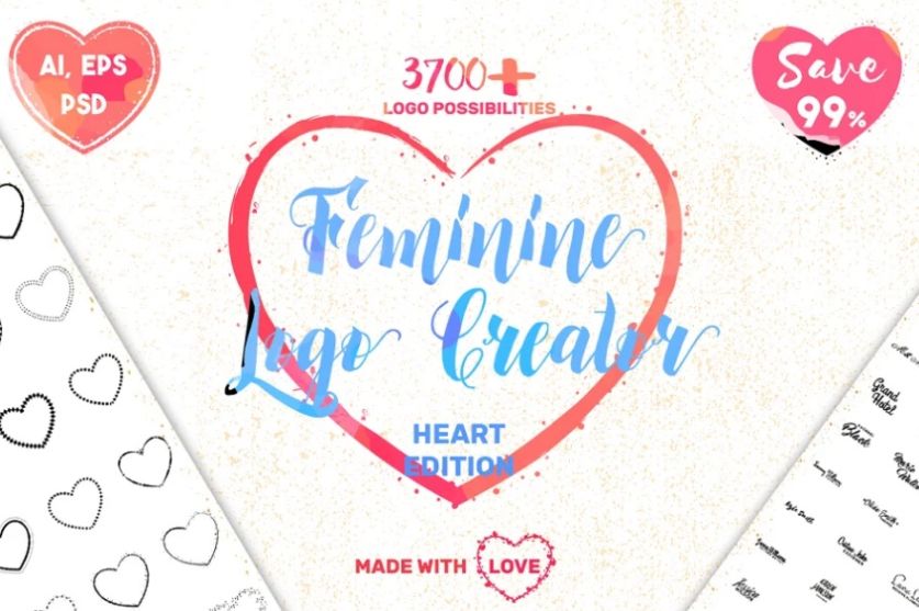 Feminine Heart Logo Design Creator