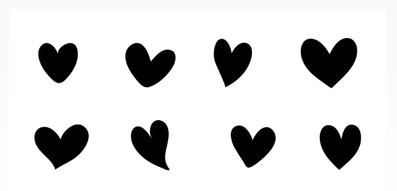 Flat Black Heart Icons