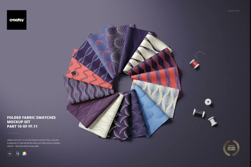 Folded Fabric Swatches Mockup PSD