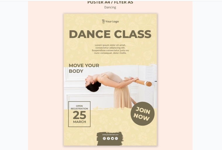 Free A4 Dance Studio Flyer