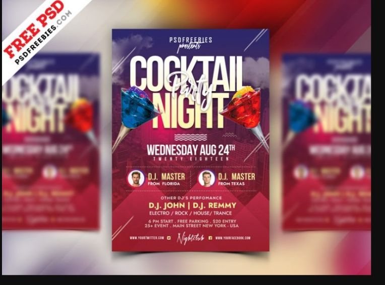 Free Cocktail Night Flyers