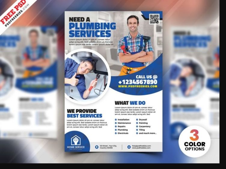 Free Plumbing Services Flyer PSD