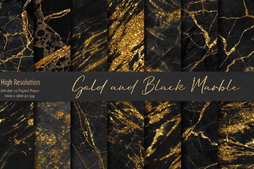 Glitter and Black Marble Texture