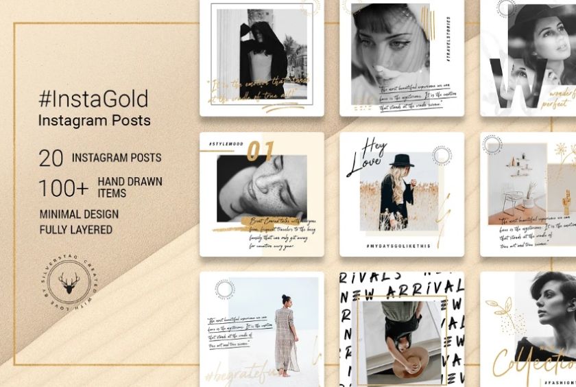 Gold Themed Instagram Post Templates