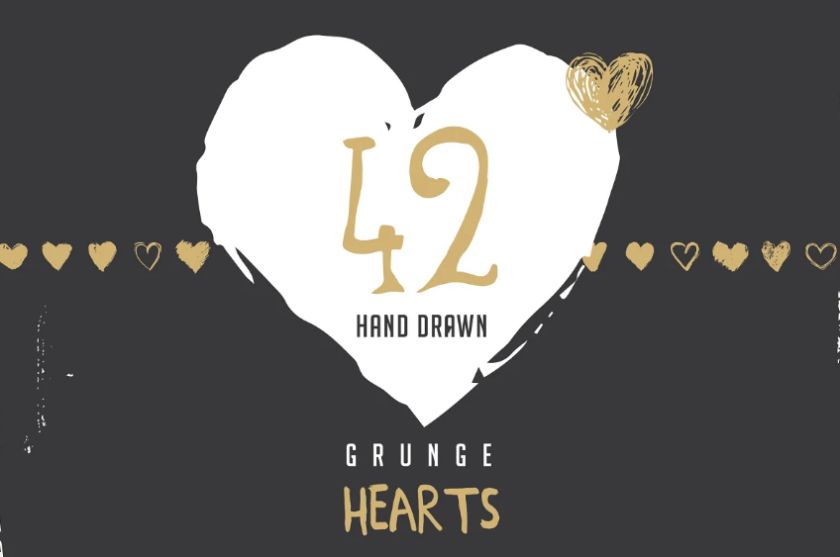 Grunge Heart Icons Set