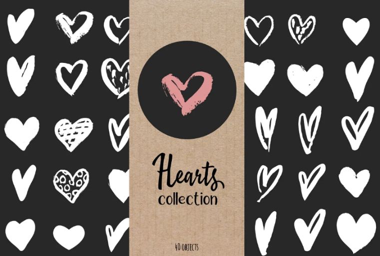 Grunge Heart Vector Icons
