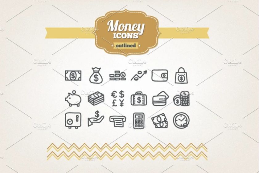 Handdrawn Money Icons Set