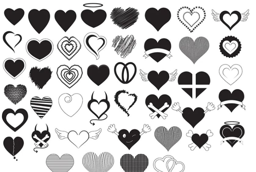 Hearts Silhouette Icons Set
