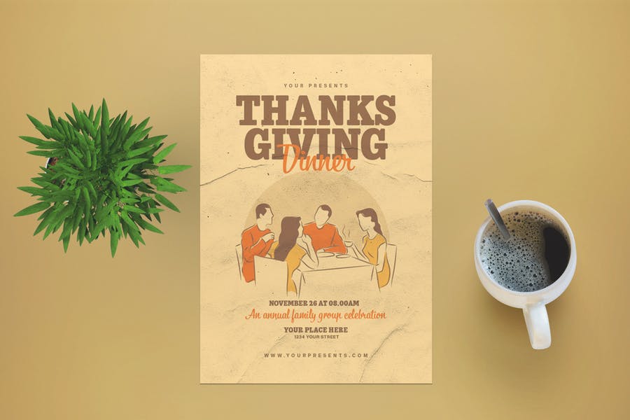 Illustration Style Thanksgiving Day Flyer