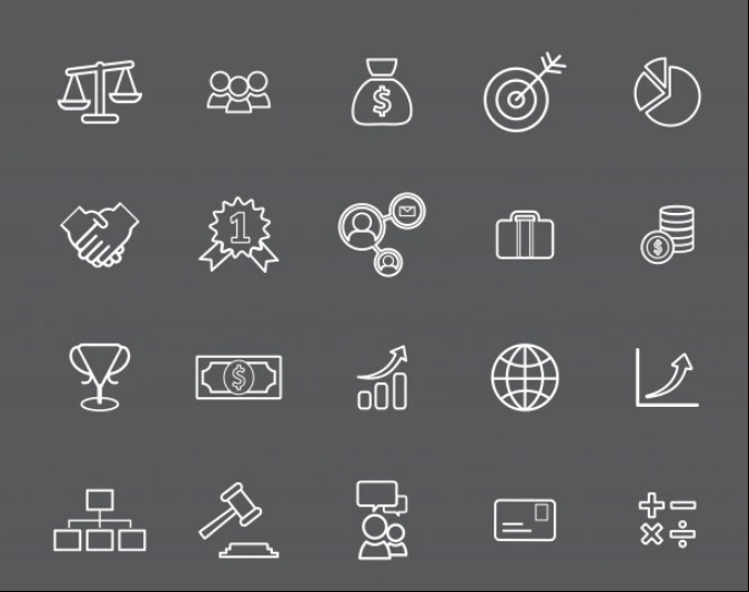 Lined Financial Icons Set