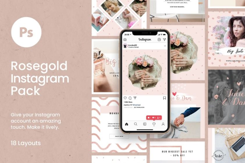 Rose Gold Style Instagram Template