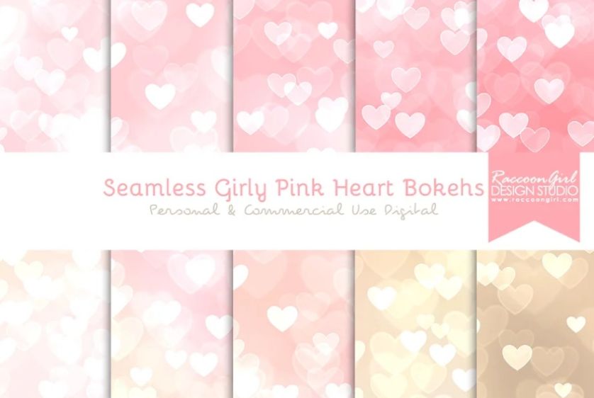 Seamless Pink Hearts Patterns