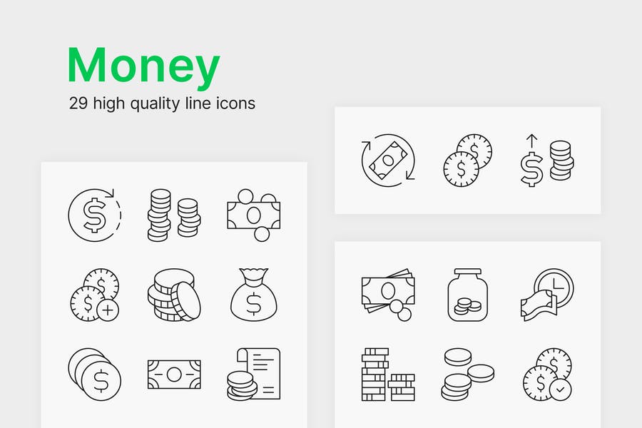 Simple and Lined Money Icons