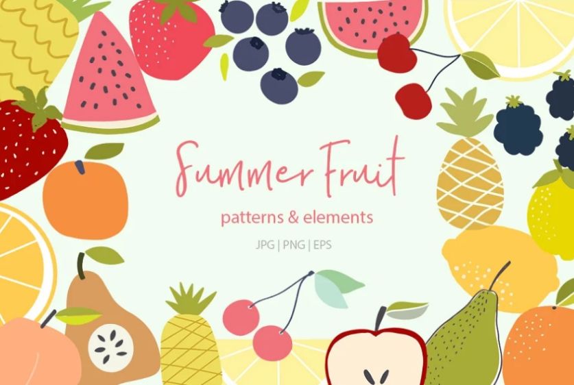 Summer Fruits Pattern and Vectors