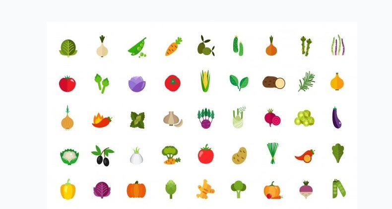 Vegan Food Icons Set