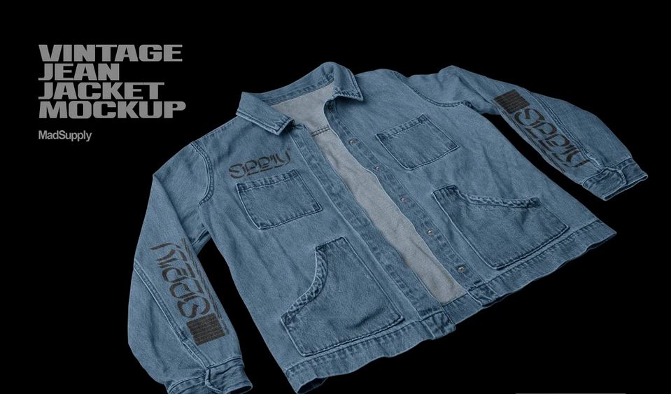 Vintage Jean Jacket Mockup 3Q View