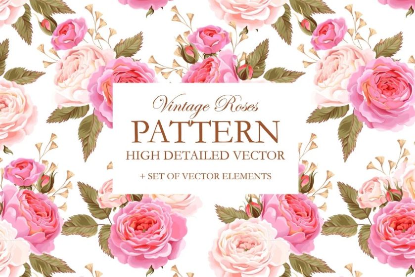 Vintage Rose Flower Pattern Designs