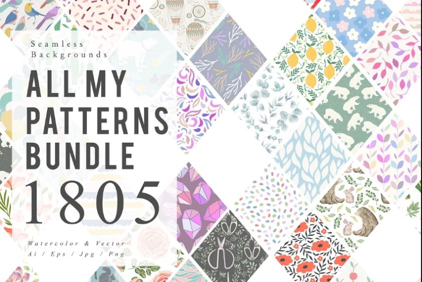 Watercolor and Vector Style Patterns
