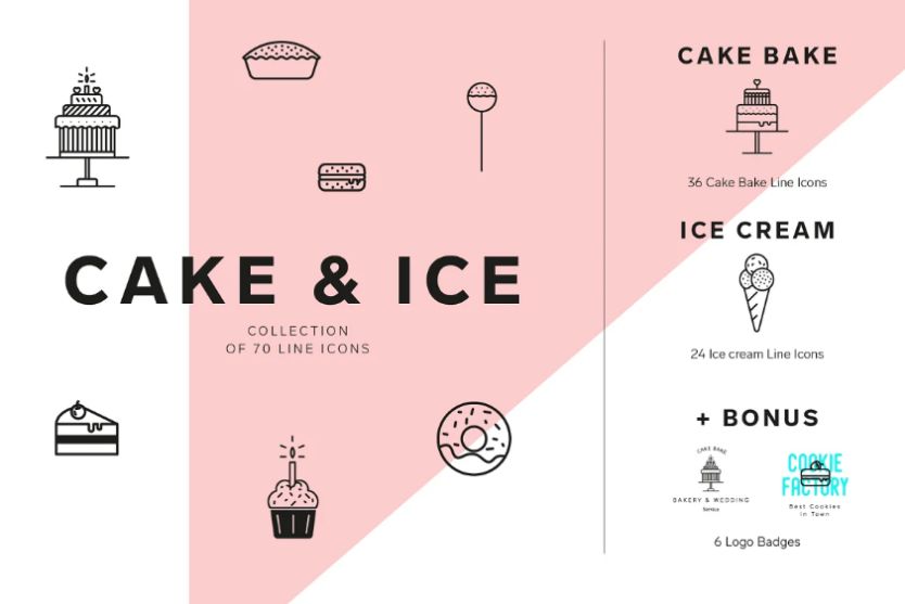 cake and Ice Cream Icon Set