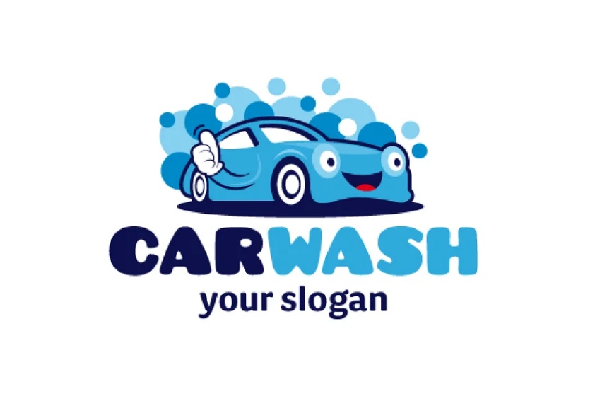 cartoon Style Car Wash Logo