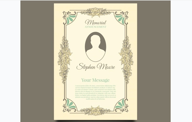 vintage Funeral Card Template