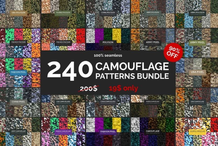 240 Camouflage Pattern Designs Bundle