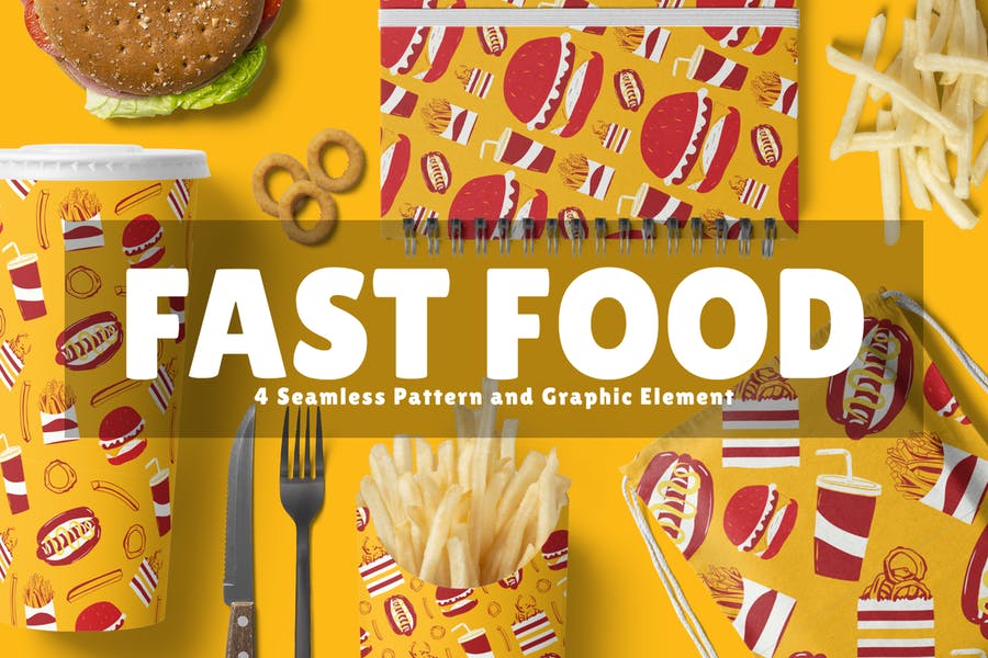 4 Seamless Vector Food Patterns