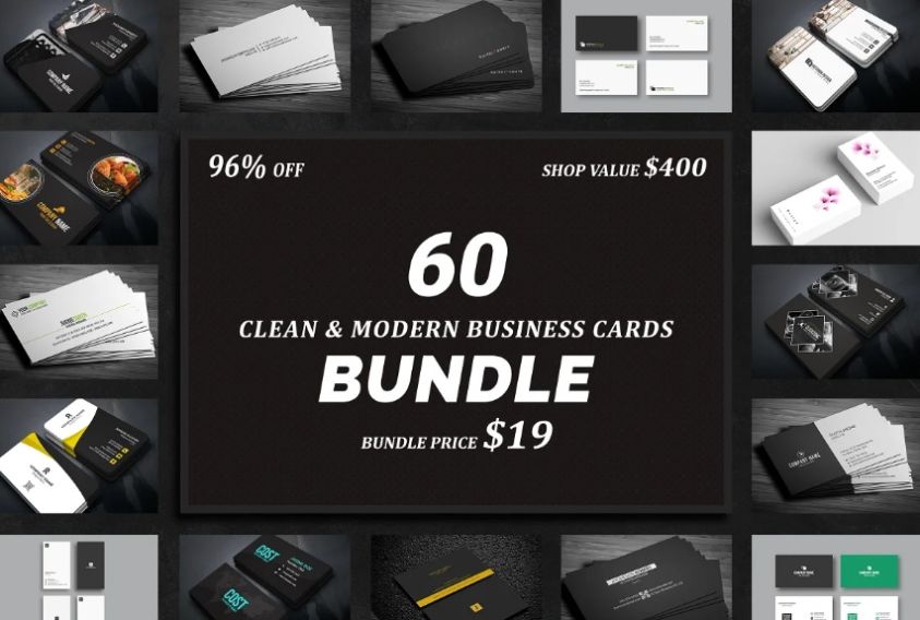 60 Clean Business Cards Bundle