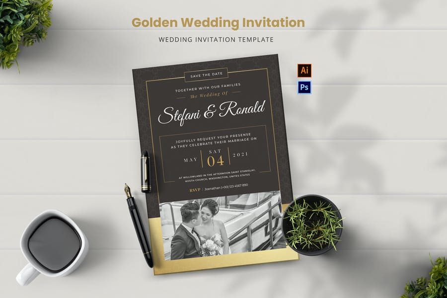 A4 Wedding Invitation Card Design