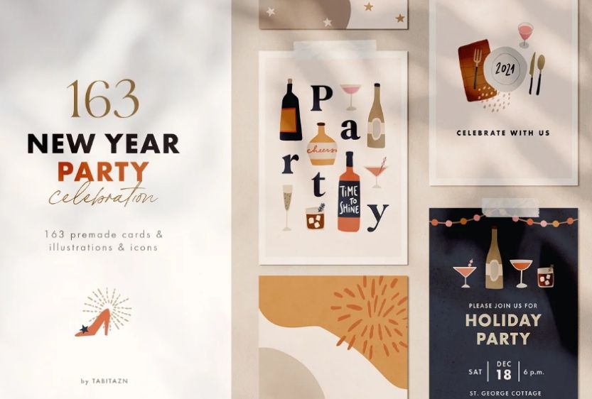Abstract New Year Celebration Set