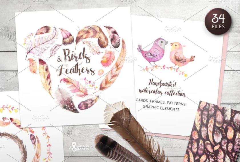 Birds and Feather Pattern Designs