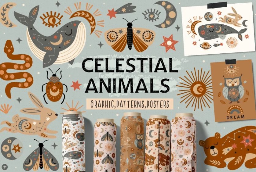Celestial Animal patterns and Graphics