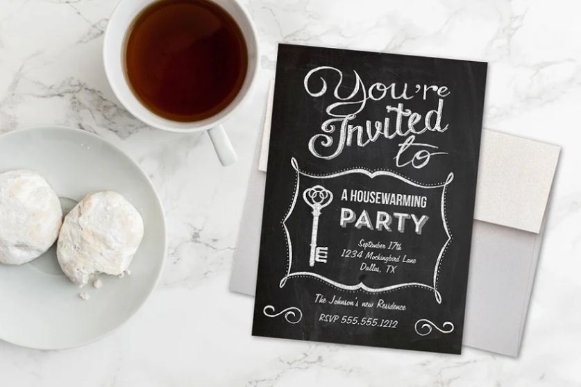 Chalk Style House Warming Card Template