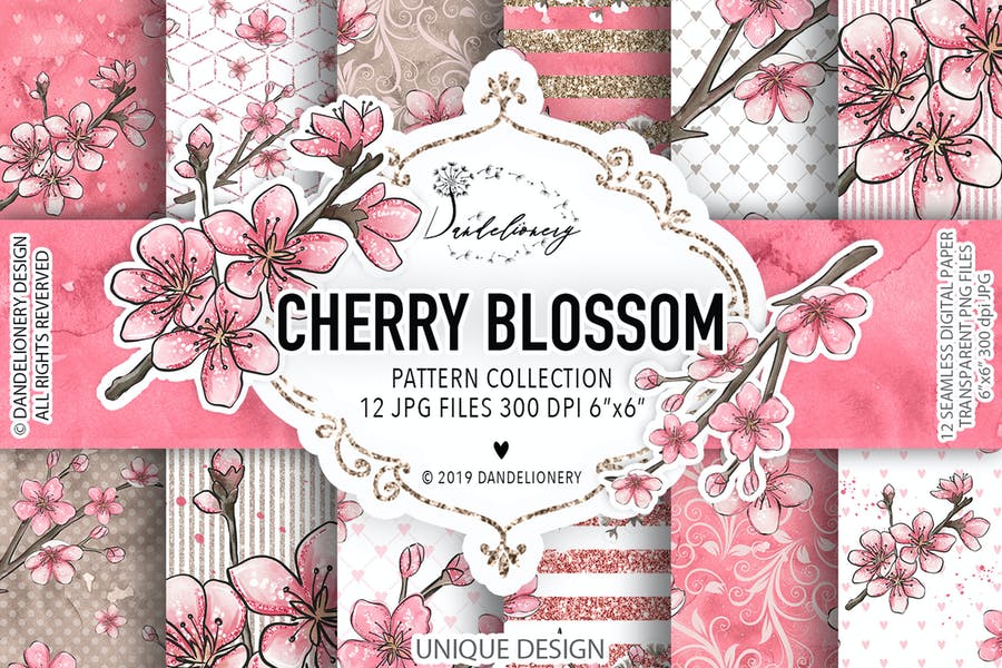 Cherry Blossoms Digital Papers Set