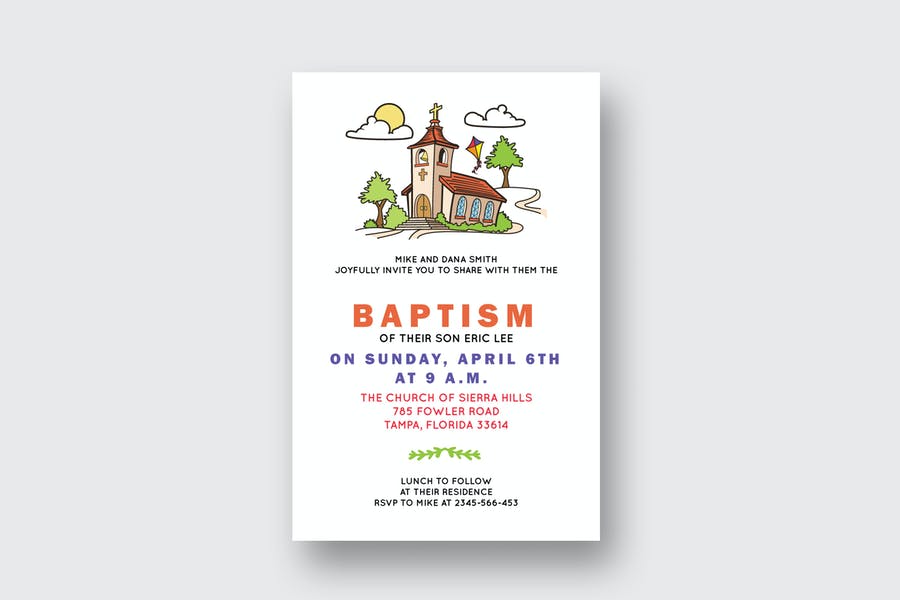 Church Baptism Card Template